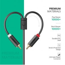 UGREEN Προσαρμογέας Μετατροπέας Διπλό Καρφί 3.5mm Αρσενικό σε 3.5mm Θηλυκό Επίχρυσο (Μαύρο) (20cm) (OEM)
