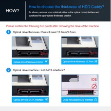 Caddy  Θήκη SATA 3 για 2o Σκληρό Δίσκο με Πρόσοψη & Χωρίς Led Ένδειξη (9.5mm) (OEM)