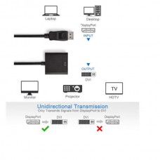 Μετατροπέας Καλώδιο DisplayPort DP Αρσενικό Επίχρυσο σε DVI-I Θηλυκό (1920x1200p) (Μαύρο) (ΟΕΜ)