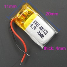 Μπαταρία Πολυμερούς Λιθίου 401120 για GPS MP3 Smartwatch Earphone 3.7v 70mah (4*11*20mm)
