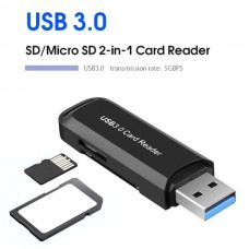 2-σε-1 Αναγνώστης SD/Micro SD Καρτών(USB 3.0) (Μαύρο) (OEM)