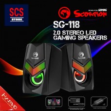 SCORPION SG-118  Ενσύρματα Στερεοφωνικά Ηχεία 2.0 2x3W (2.0) (Μαύρο) (RGB)