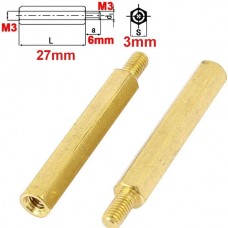 Ορείχαλκο Διαχωριστικό Σπείρωμα M3 x 27 + 6mm Θηλυκό σε Αρσενικό για Πλακέτα Τυπωμένου Κυκλώματος PCB (OEM)