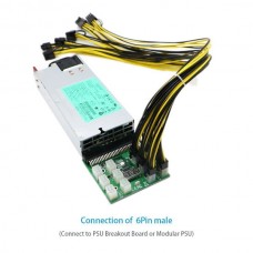 Καλώδιο Τροφοδοσίας 6pin PCI-e σε 8pin (6+2) PCI-e (Αρσενικό σε Αρσενικό) για Κάρτα Γραφικών Mining (16AWG) (50CM) (OEM)