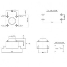 SMD Tact Μικροδιακόπτης 4 Pin DC 12V 0.5A (6x6x5mm) (OEM)