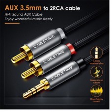 CABLETIME Καλώδιο Stereo 3.5mm Aux Male to 2x RCA AV314 Male 28AWG (1.5m) (OEM)