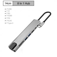 BΑΚΕΕΥΥ PB-C7366 8-σε-1 USB-C Προσαρμογέας Σταθμός Σύνδεσης Διανομέας (Γκρι)