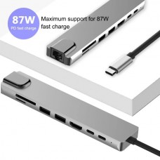 BΑΚΕΕΥΥ PB-C7366 8-σε-1 USB-C Προσαρμογέας Σταθμός Σύνδεσης Διανομέας (Γκρι)