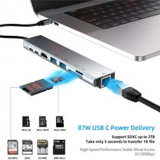 BΑΚΕΕΥΥ PB-C7366 8-σε-1 USB-C Προσαρμογέας Σταθμός Σύνδεσης Διανομέας (Γκρι)