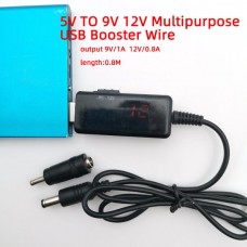 USB 5V/2Α  Καλώδιο Τροφοδοσίας σε 5.5*2.5mm + 3.5*1.35mm DC 9V/1A 12V/0.8A (1m) (Μαύρο) (OEM)