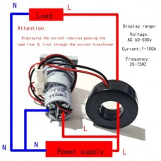 Μετρητής Ρεύματος/Τάσης/HZ με (Κόκκινη Τετράγωνη Ψηφιακή LCD Οθόνη) (OEM)