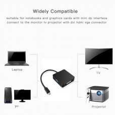 Προσαρμογέας Μετατροπέας 3 σε 1 Thunderbolt Mini DP DisplayPort σε DVI VGA HDMI (Μαύρο) (OEM)