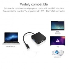 Προσαρμογέας Μετατροπέας 3 σε 1 Thunderbolt Mini DP DisplayPort σε DVI VGA HDMI (Μαύρο) (OEM)