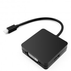 Προσαρμογέας Μετατροπέας 3 σε 1 Thunderbolt Mini DP DisplayPort σε DVI VGA HDMI (Μαύρο) (OEM)