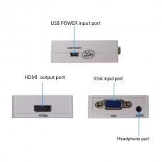 Προσαρμογέας Μετατροπέας VGA & 3.5mm Audio σε HDMI (Λευκό) (OEM)