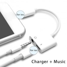 QIHANG M08 Προσαρμογέας Μετατροπέας Lightning σε AUX 3.5mm & Lightning για IPhone 6/6S/7/8/X/8Plus/11/12 iPad iPod (Λευκό)