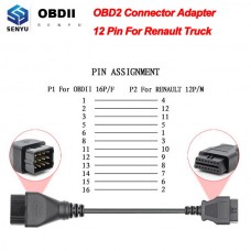 OBD2 Καλώδιο Διάγνωσης για RENAULT 12pin σε 16pin (40cm) (Μαύρο) (OEM)