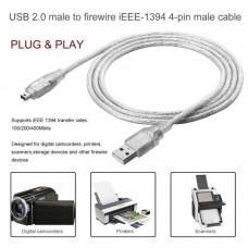 USB 2.0 Αρσενικό σε Firewire IEEE 1394 4 Pin Αρσενικό Καλώδιο (1.2m) (Ασημί) (OEM)