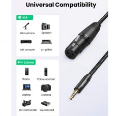 UGREEN AV131 Καλώδιο XLR Θηλυκό σε AUX 6.35mm Αρσενικό Επίχρυσο (2m) (Μαύρο)