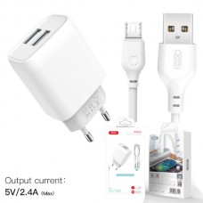 XO-L57 Φορτιστής με 2 Θύρες USB-A και Καλώδιο Lightning (2.4A) (Λευκό)
