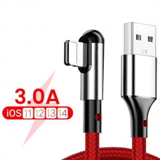 Καλώδιο Συγχρονισμού Δεδομένων/Φόρτισης Γωνία 90° (3Α) (30cm) (Κόκκινο/Μαύρο) (OEM)