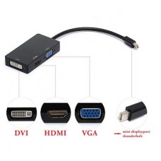 Μετατροπέας Καλώδιο 3 σε 1 Mini Display Port MINI DP Αρσενικό σε HDMI DVI VGA Θηλυκό (Μαύρο) (OEM)