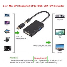 Μετατροπέας Καλώδιο 3 σε 1 Mini Display Port MINI DP Αρσενικό σε HDMI DVI VGA Θηλυκό (Μαύρο) (OEM)