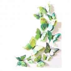 Τρισδιάστατες Πεταλούδες Διπλής Στρώσης Φτερά με Μαγνήτη ή Αυτοκόλλητο (PVC) (12τμχ) (Πράσινο #2) (OEM)