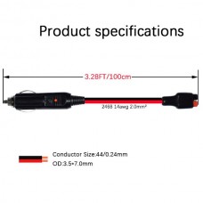 Καλώδιο  Σύνδεσης με Αναπτήρα Αυτοκινήτου για Μικρό Ψυγείο (2pin) (14AWG) (1m) (Μαύρο) (OEM)