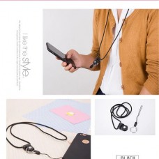 Λουράκι  Λαιμού Πολλαπλών Λειτουργιών για Κινητά Τηλέφωνα, Κλειδιά, Ταυτότητα (Μαύρο) (OEM)