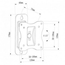 LCD1010  Επιτοίχια  Βάση Στήριξης Για Τηλεοράσεις LCD-LED 13'' Εως 27'' με Αλφάδι (Μαύρο) (OEM)