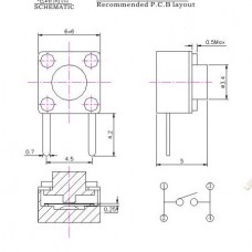 DIP Tact Μικροδιακόπτης 4 Pin DC 12V 0.5A (6x6x6mm) (OEM)