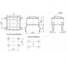 DIP Tact Μικροδιακόπτης 4 Pin DC 12V 0.5A (6x6x8mm) (OEM)