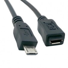 Μετατροπέας Καλώδιο Επέκτασης Micro USB 2.0 Αρσενικό σε Micro USB Θηλυκό (21.5cm) (Μαύρο) (OEM)