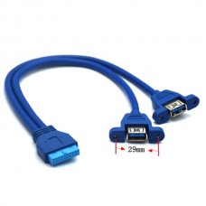 Καλώδιο USB 3.0 19pin Θηλυκό Σύνδεσης Μητρικής σε 2x USB 3.0 Θηλυκό (80cm) (Μαύρο) (OEM)